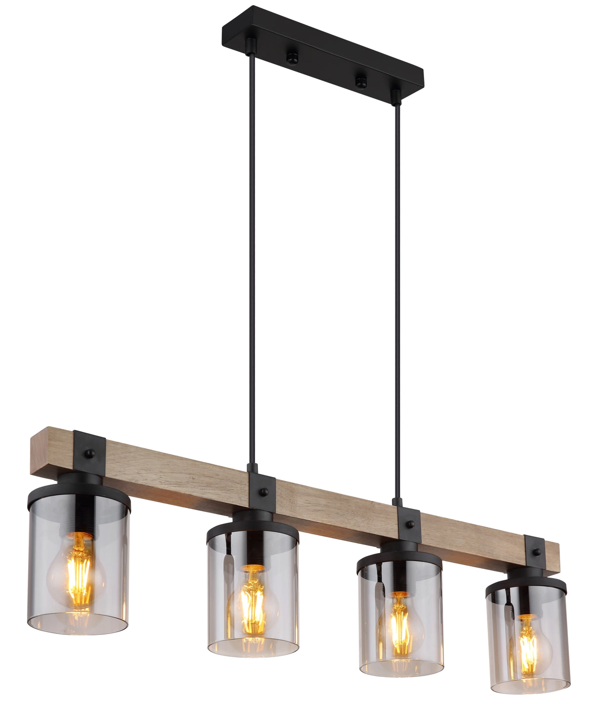 Globo Deckenleuchte Lila mit Holzbalken Hängelampe Pendelleuchte 4-flg. E27 - 9007371431724