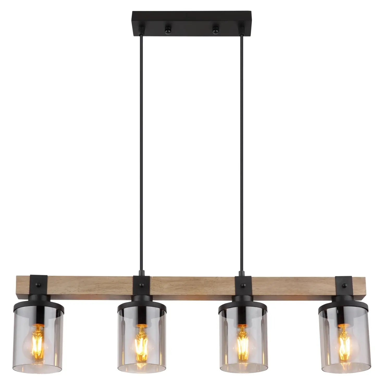 B-Ware Globo Deckenleuchte Lila Mit Holzbalken Hängelampe Pendelleuchte 4 Flg. E27 - 9007371431724
