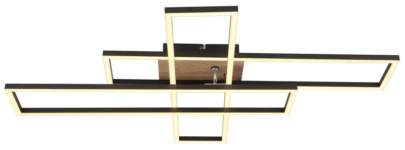 B-Ware Globo Deckenleuchte Lampe Led Dakari Panel Holz Schwarz Drehbar 40 W Warmweiß - 9007371446797