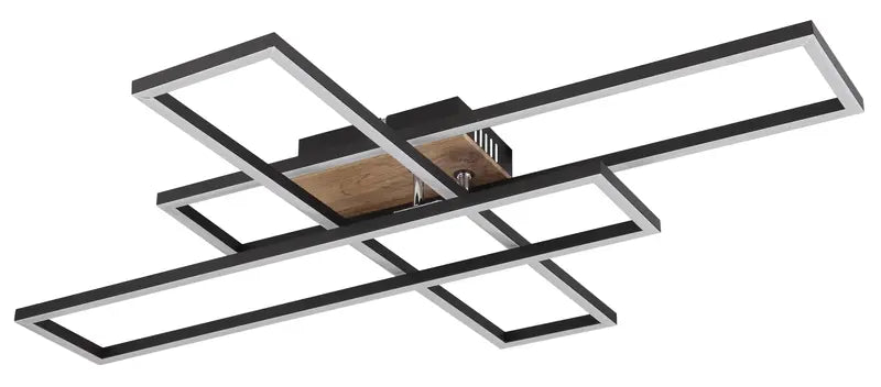 B-Ware Globo Deckenleuchte Lampe Led Dakari Panel Holz Schwarz Drehbar 40 W Warmweiß - 9007371446797