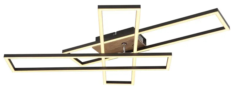 B-Ware Globo Deckenleuchte Lampe Led Dakari Panel Holz Schwarz Drehbar 40 W Warmweiß - 9007371446797