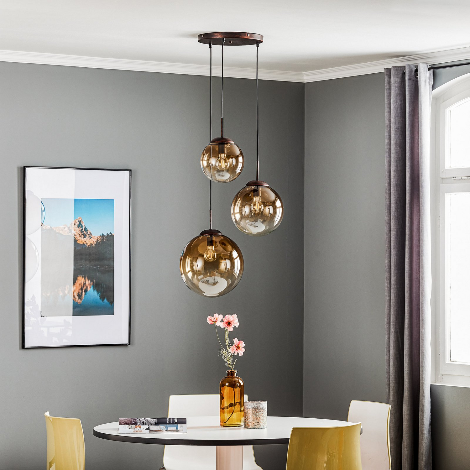 B-Ware Globo Glas Hängeleuchte Varus Hängelampe Lampe Leuchte Amber 3 Flmg E27 ø 51853