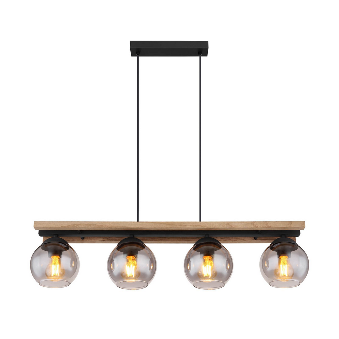 Globo Hängelampe Pendelleuchte Conni Rauchgrau Glas Holz 4 Flammig 85 Cm B-Ware - 9007371444236
