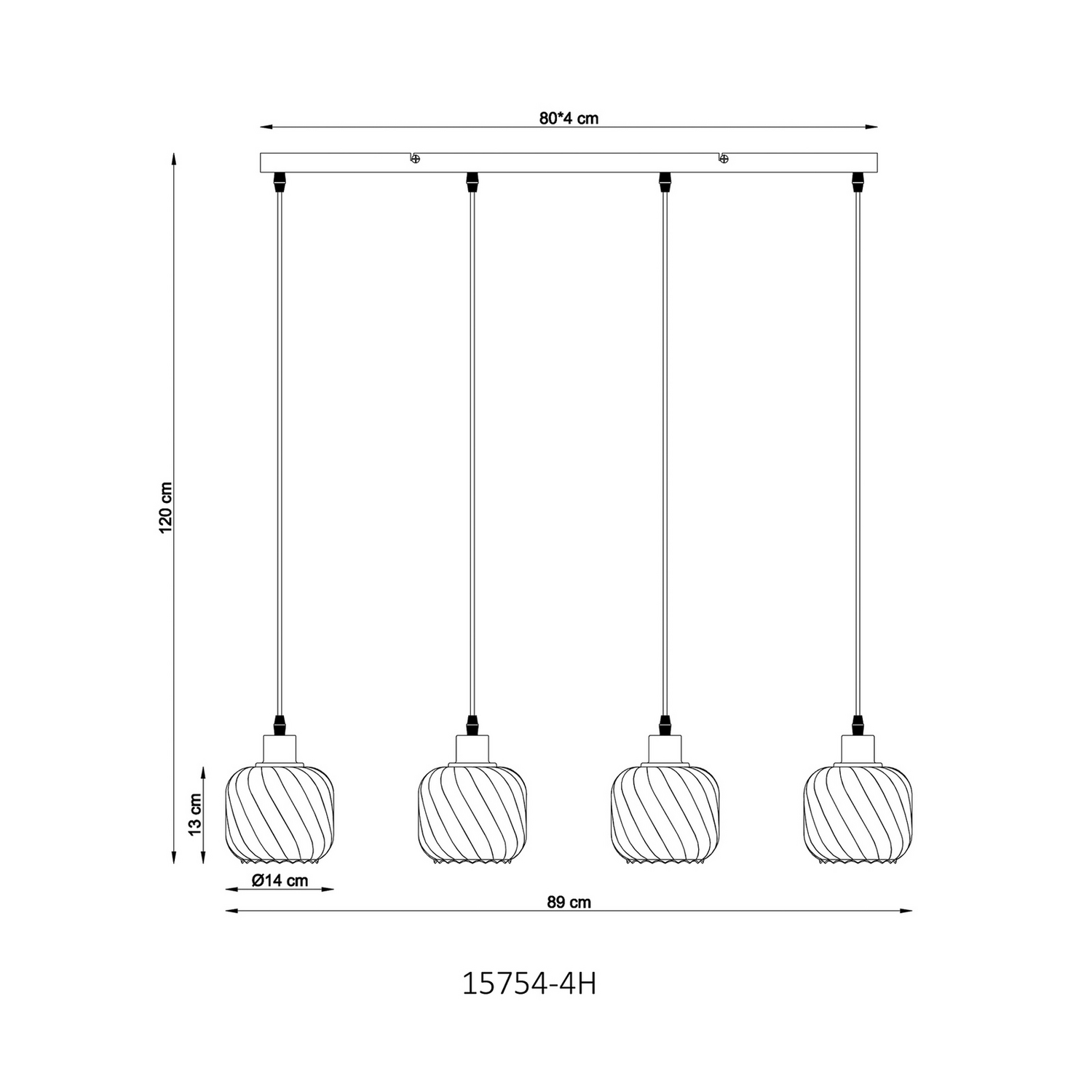 Globo Hängelampe Pendelleuchte Lampe Rauchgrau Glas 4 Flammig Länge 89 Cm Lampe B-Ware - 9007371509157