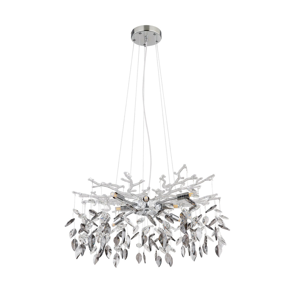Globo Kronleuchter Danna Deckenleuchte chromfarben/rauchgrau/klar Ø61cm Lampe G9 - 9007371457809
