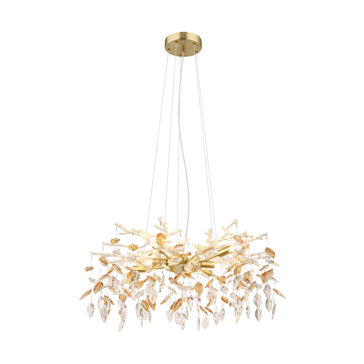 Globo Kronleuchter Hängeleuchte Danna goldfarben amberfarben klar Ø 61 cm - 9007371454808