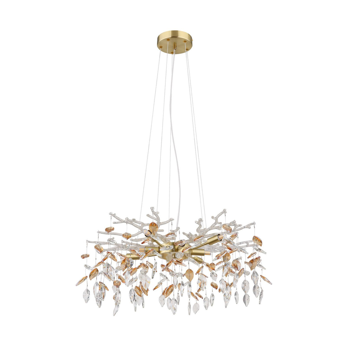 Globo Kronleuchter Hängeleuchte Danna goldfarben amberfarben klar Ø 61 cm - 9007371454808