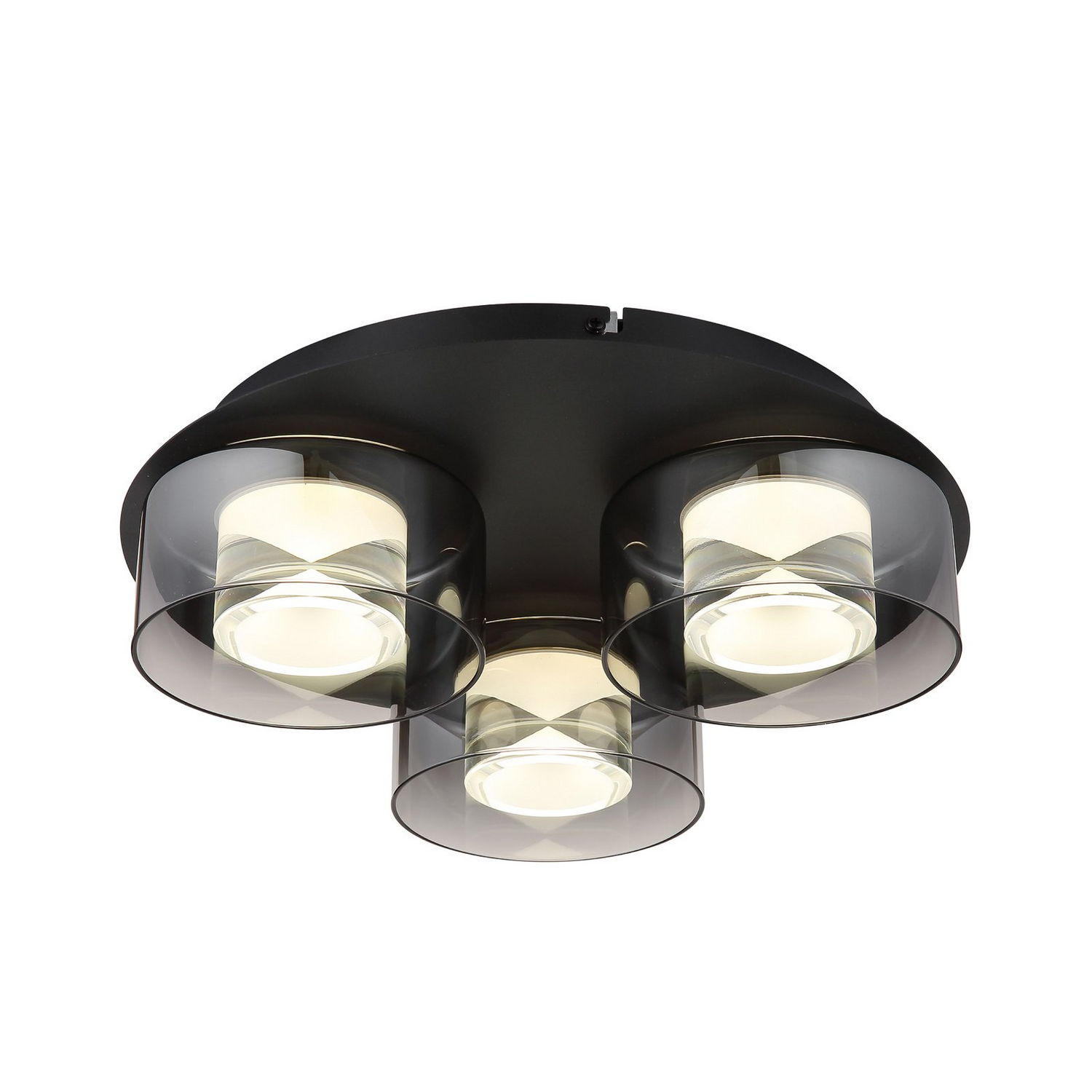 Globo Led Deckenlampe Leuchte Lampe Rauchgrau Glas ø38cm 3flg Hauptbeleuchtung B-Ware - 9007371525317