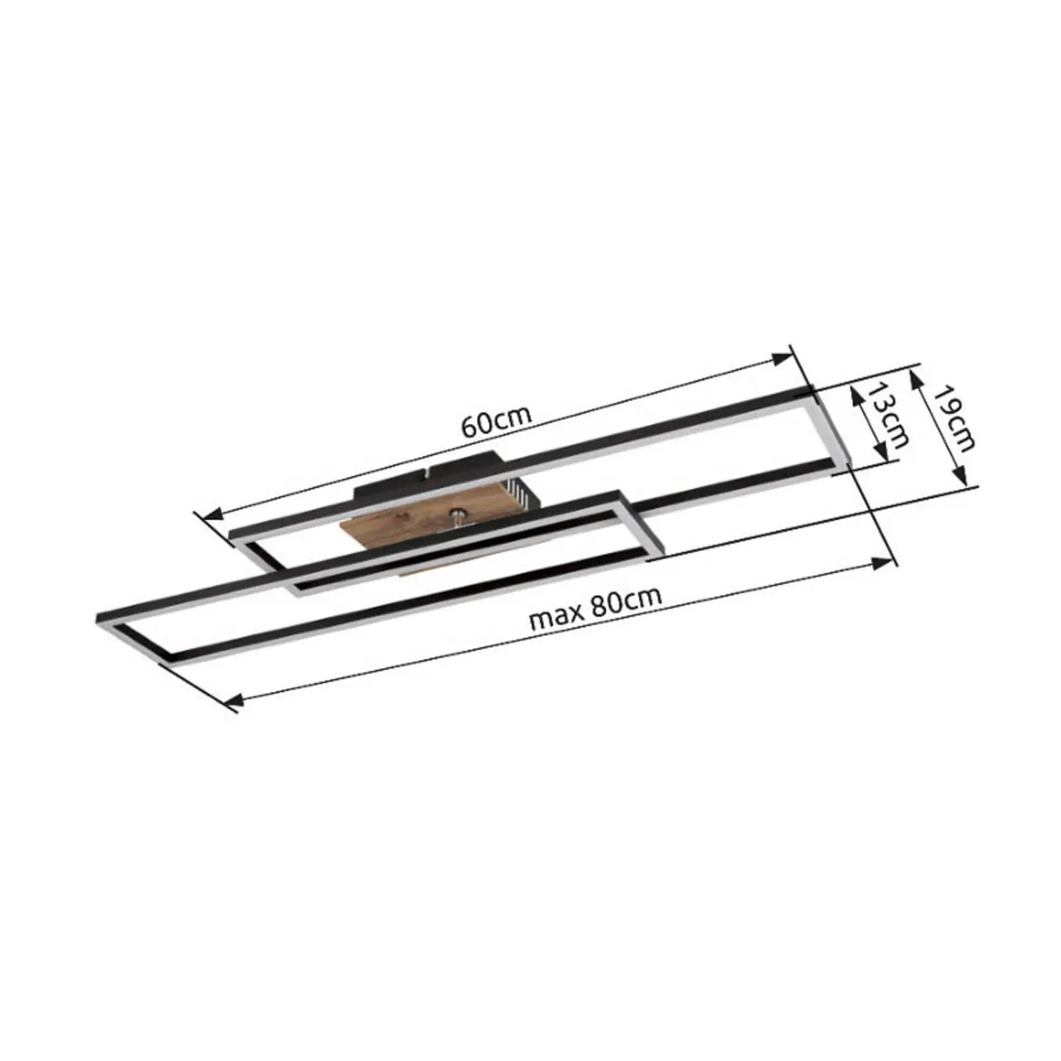 B-Ware Globo Led Deckenlampe Leuchte Dakari Led Lampe Länge 80 Cm Schwarz Holz 2 Flg - 9007371458783