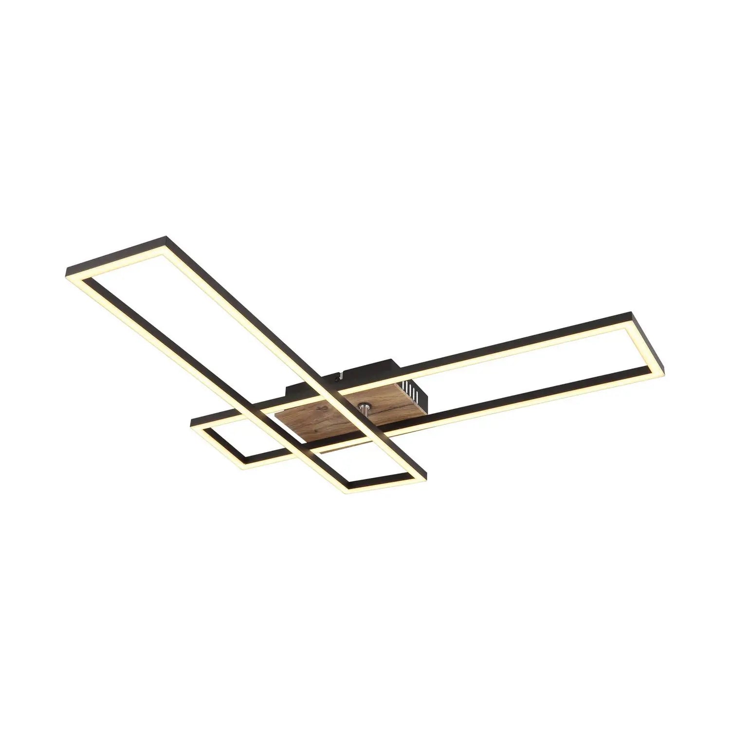 B-Ware Globo Led Deckenlampe Leuchte Dakari Led Lampe Länge 80 Cm Schwarz Holz 2 Flg - 9007371458783