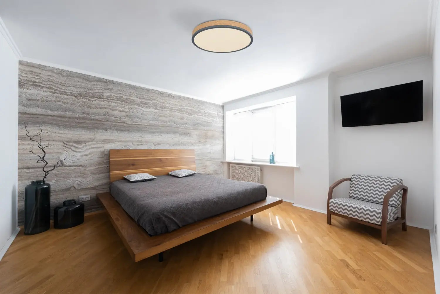 B-Ware Globo Led Deckenleuchte Lampe Doro ø 45 Cm Graphit Holzoptik Opal Deckenlampe385 - 9007371430567