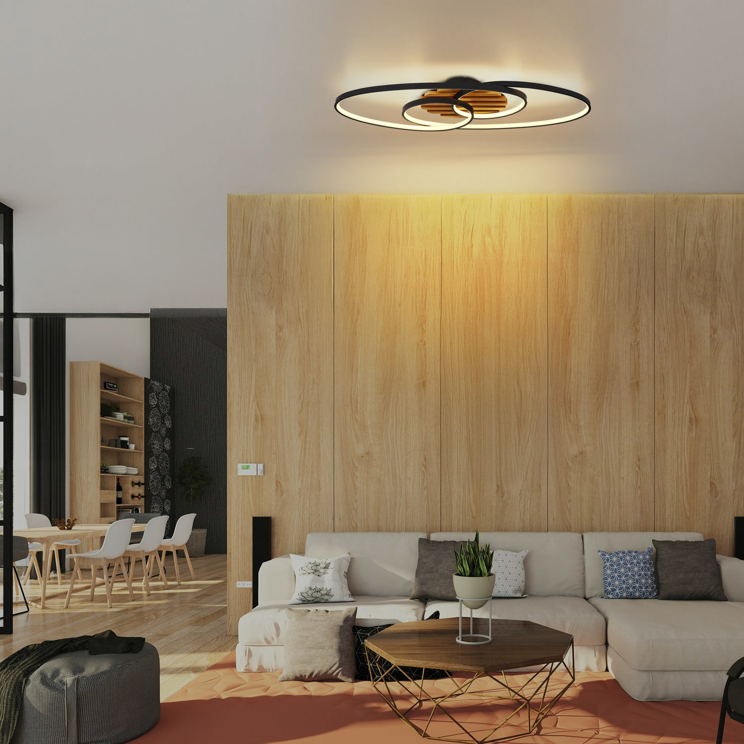 B-Ware Globo Deckenleuchte Lampe Led Tisha I Schwarz Holz 85 Cm Warmweiß 40 W Leuchte - 9007371572281