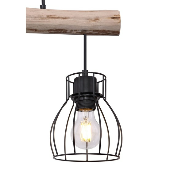 Globo Retrofit Pendellampe Mina Hängeleuchte Deckenlampe 60cm Schwarz Natur B-Ware - 9007371395613