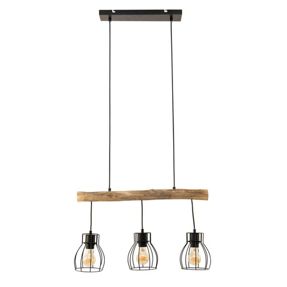 Globo Retrofit Pendellampe Mina Hängeleuchte Deckenlampe 60cm Schwarz Natur B-Ware - 9007371395613