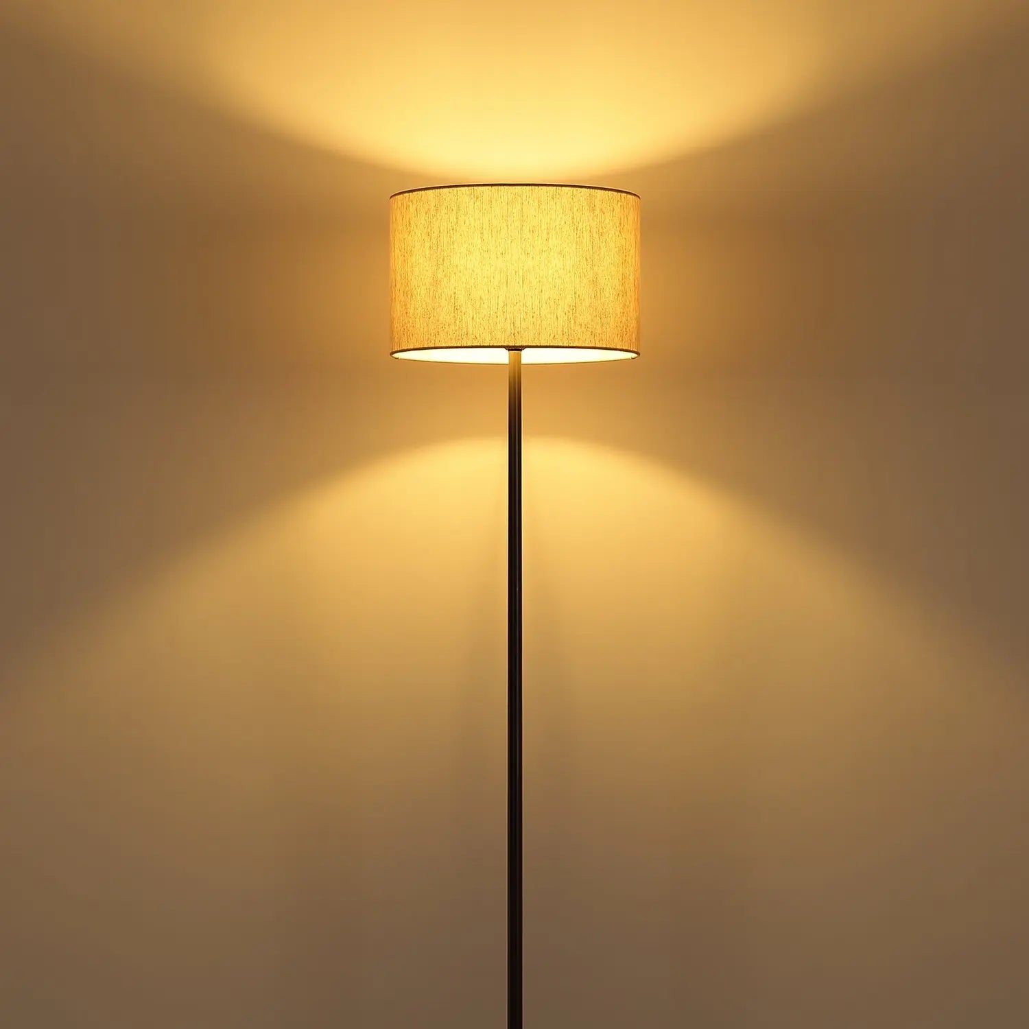 B-Ware Globo Stehleuchte Standlampe Thea Leuchte Creme/Schwarz Leinen Metall H160cm - 9007371570034