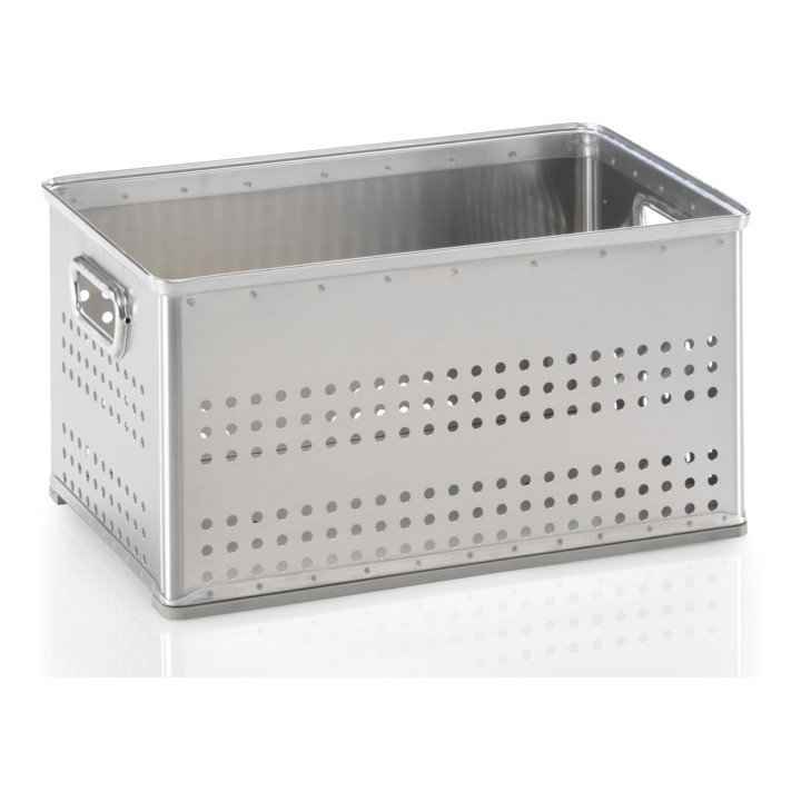 B-Ware Gmöhling Transportkorb Stapelkorb Logistikkorb Aluminium Gelocht Volumen 50l - 4260257920018