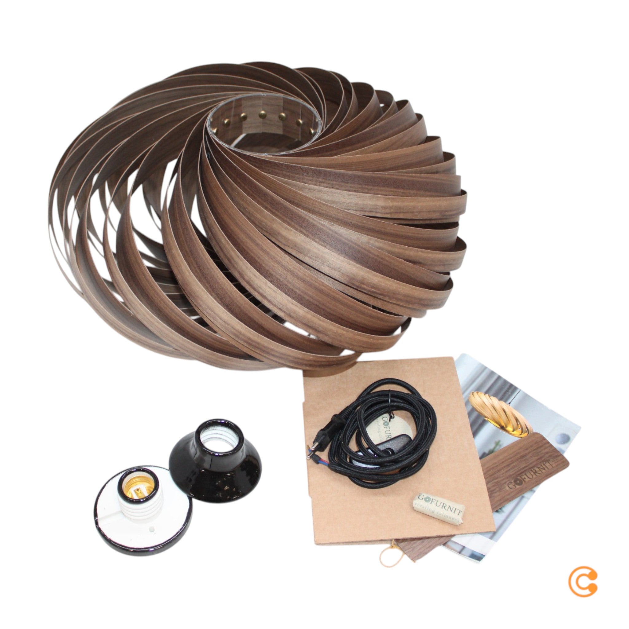 Gofurnit Wandleuchte Wandlampe Veneria Nussbaum Holzlampe Lichtquelle Wohnzimmer - 4260763610038