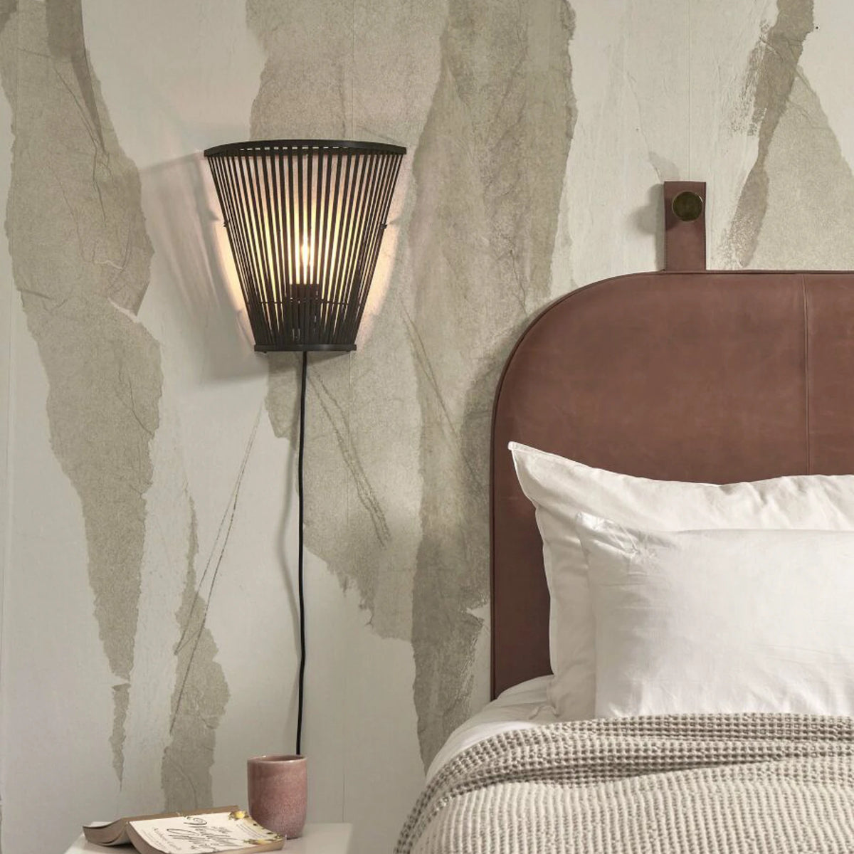 Good & Mojo Wandleuchte Wandlampe Merapi schwarz Bambus Eisen Schalter 30cm E27 - 8716248093170