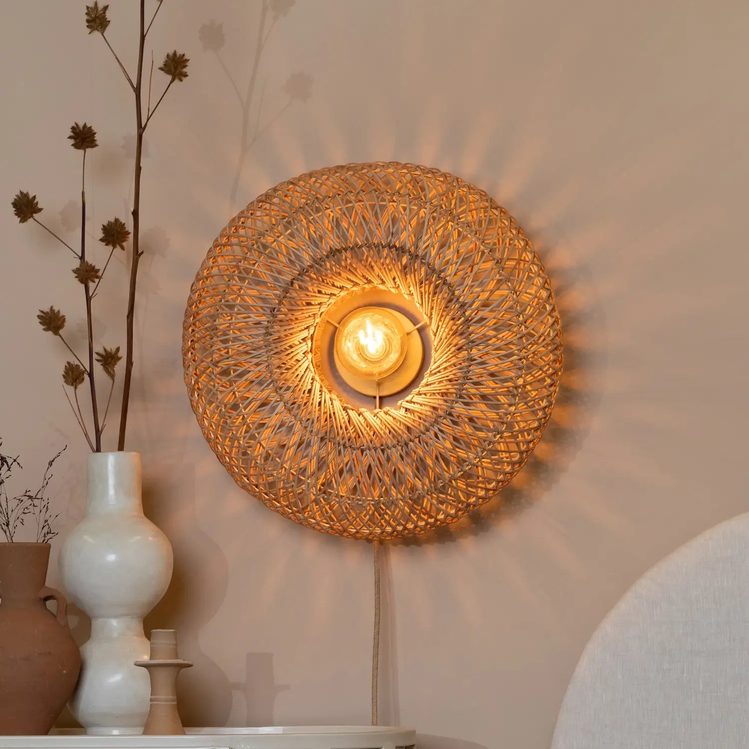 B-Ware Good Mojo Wandleuchte Wandlampe Arizona Bambus ø 50 Cm E27 Led Lampe Stecker - 8716248097154