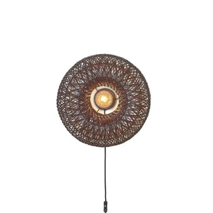 B-Ware Good Mojo Wandlampe Wandleuchte Arizona Dunkelrot Bambus Stecker Schalter Led