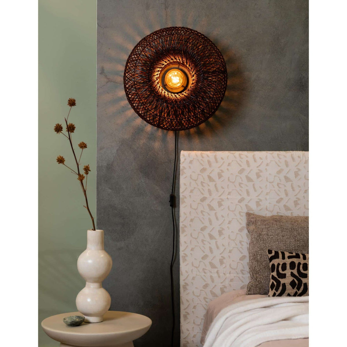 Good Mojo Wandlampe Wandleuchte Arizona dunkelrot Bambus Stecker Schalter LED - 8716248097161