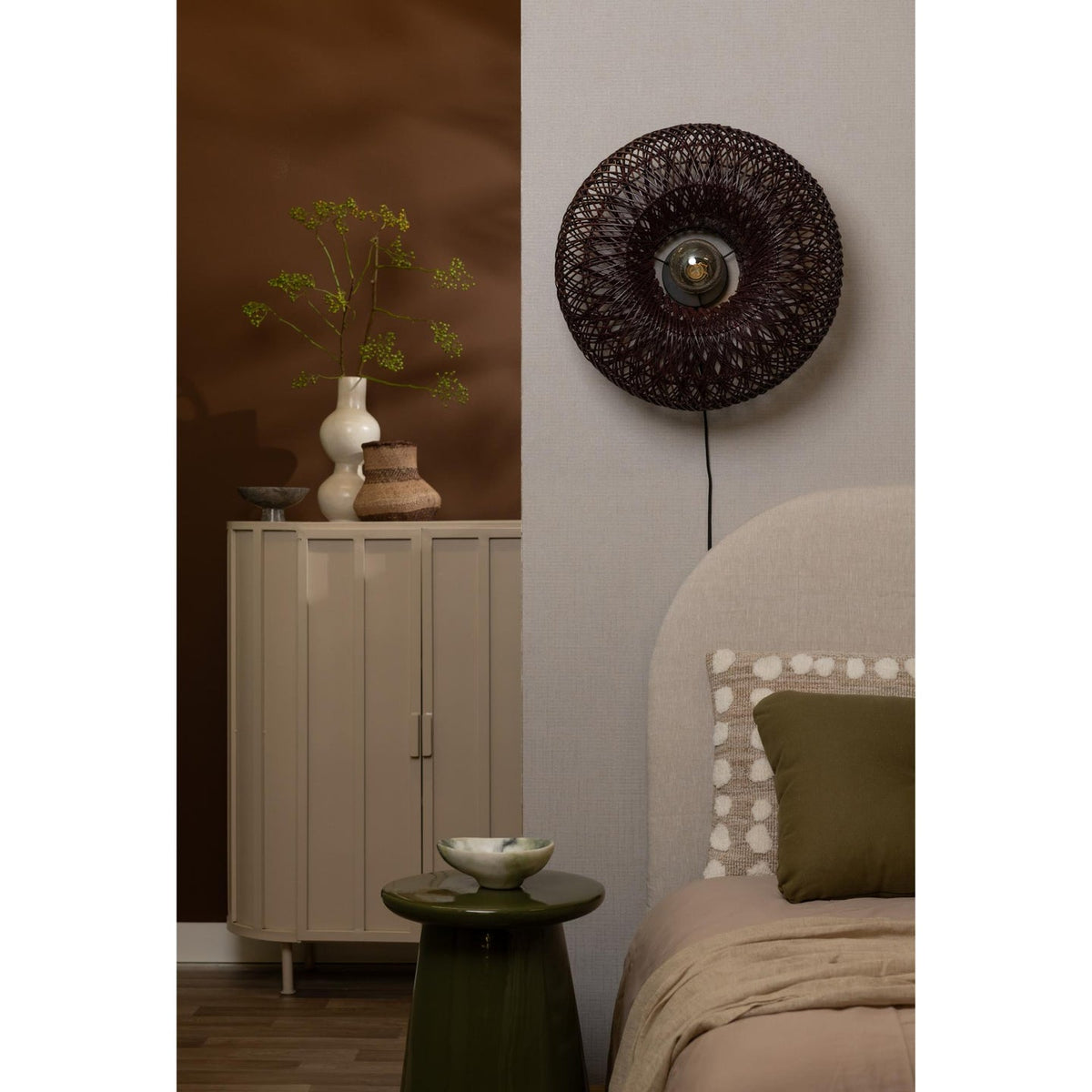 Good Mojo Wandlampe Wandleuchte Arizona dunkelrot Bambus Stecker Schalter LED - 8716248097161