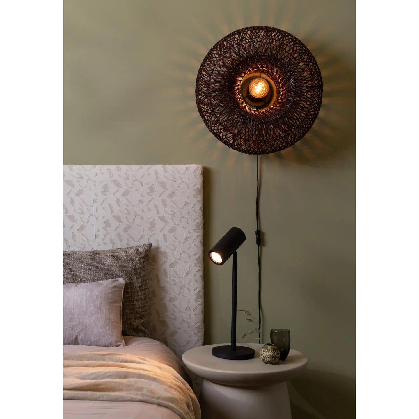 B-Ware Good Mojo Wandlampe Wandleuchte Arizona Dunkelrot Bambus Stecker Schalter Led - 8716248097161