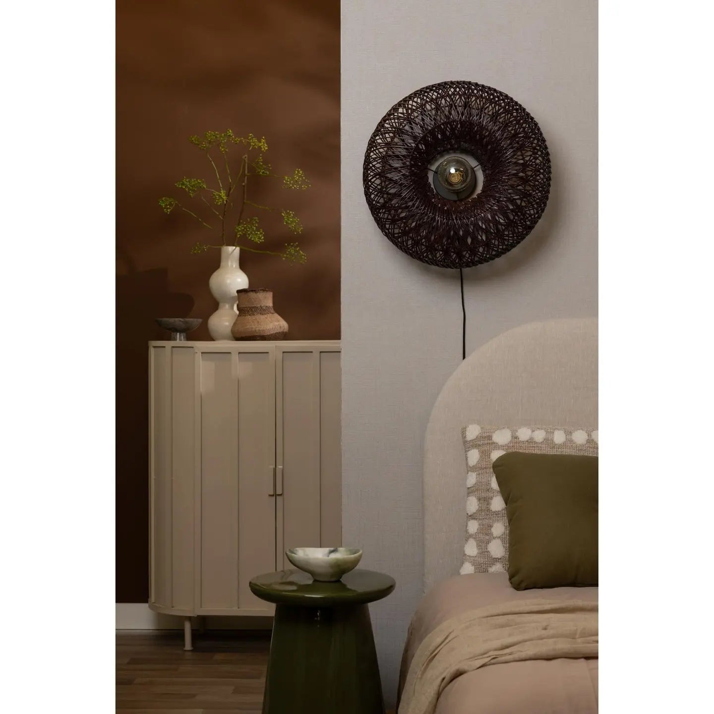 B-Ware Good Mojo Wandlampe Wandleuchte Arizona Dunkelrot Bambus Stecker Schalter Led - 8716248097161