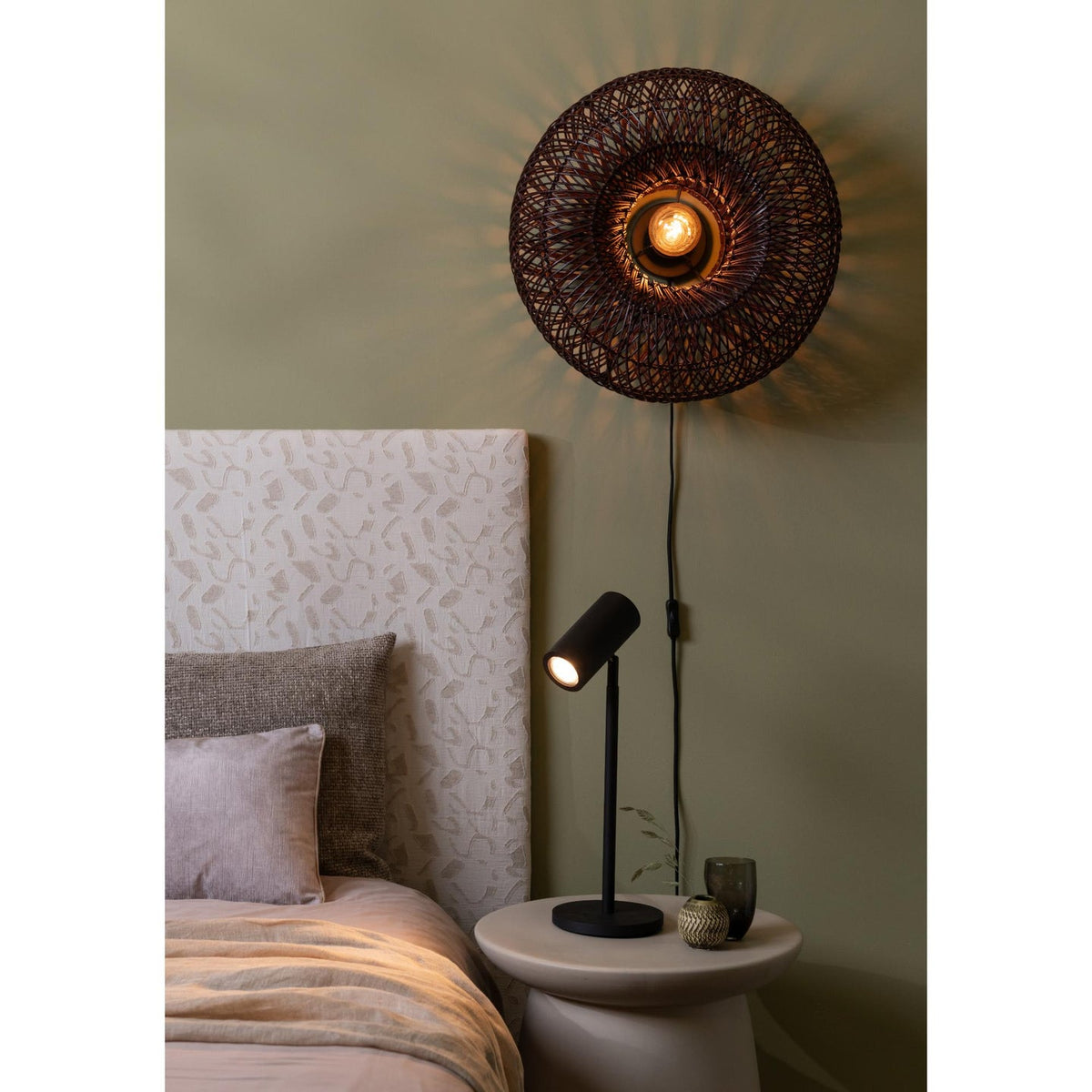 Good Mojo Wandlampe Wandleuchte Arizona dunkelrot Bambus Stecker Schalter LED - 8716248097161