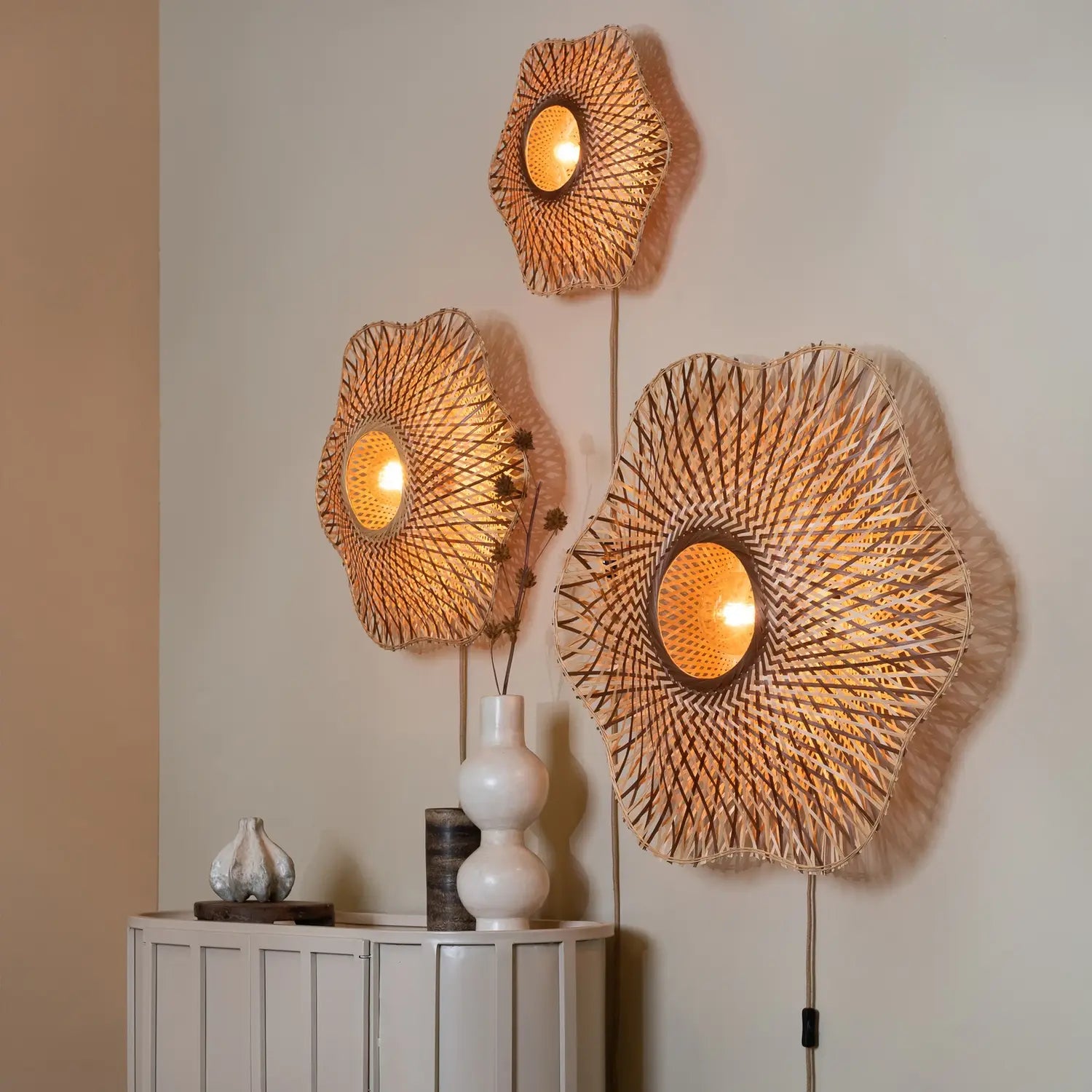 B-Ware Good Mojo Wandlampe Wandleuchte Madura Bambus Eisen Stecker Holz Braun E27 Led - 8716248097024