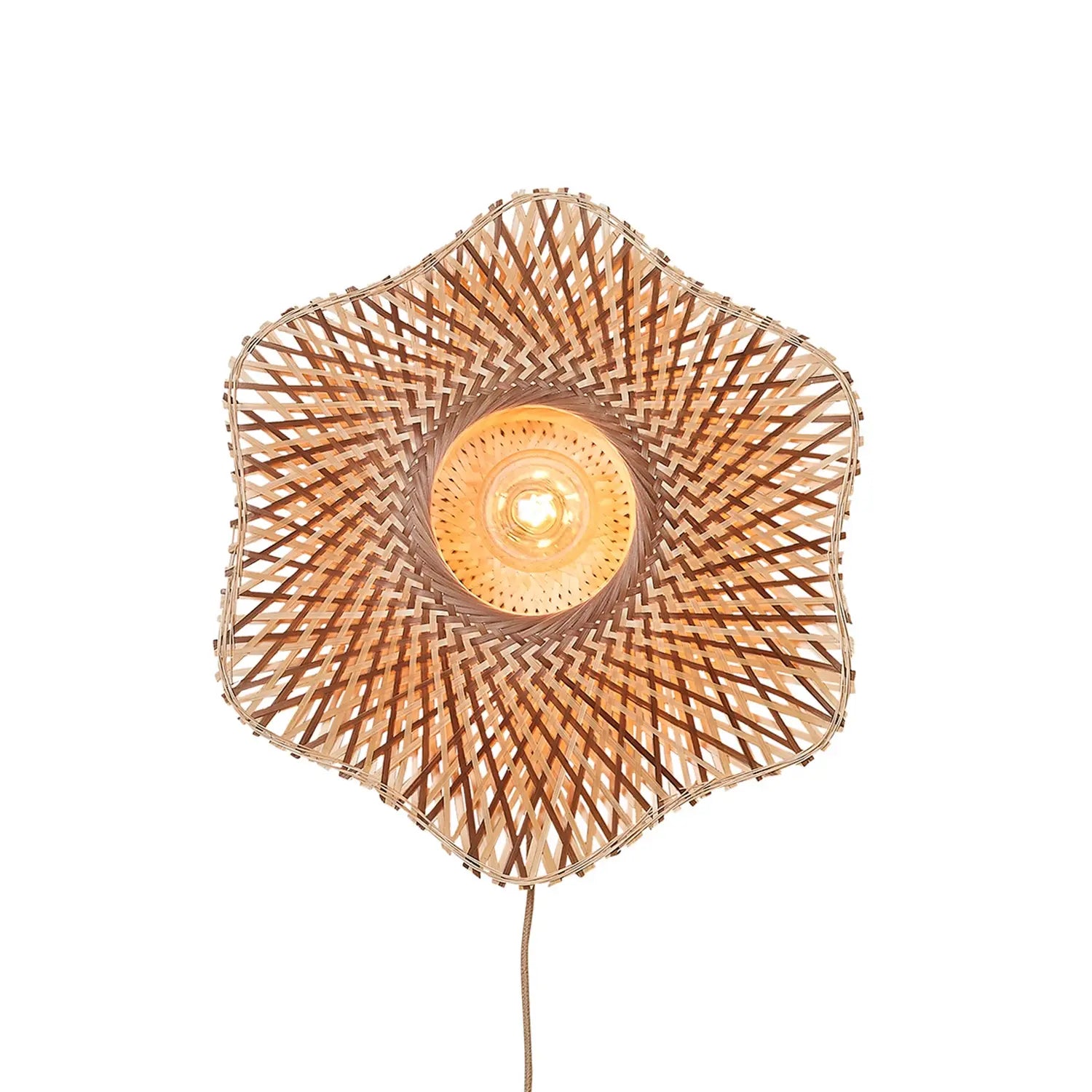 B-Ware Good Mojo Wandlampe Wandleuchte Madura Bambus Eisen Stecker Holz Braun E27 Led - 8716248097024
