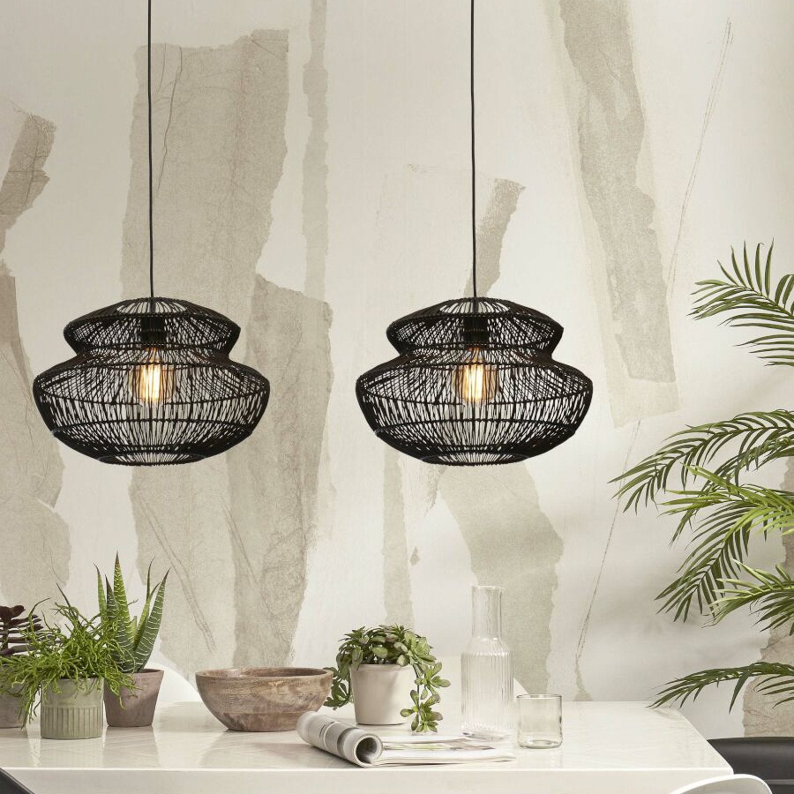 GOOD & MOJO Zanzibar Hängeleuchte Pendelleuchte Lampe schwarz 40x30cm - 8716248093989