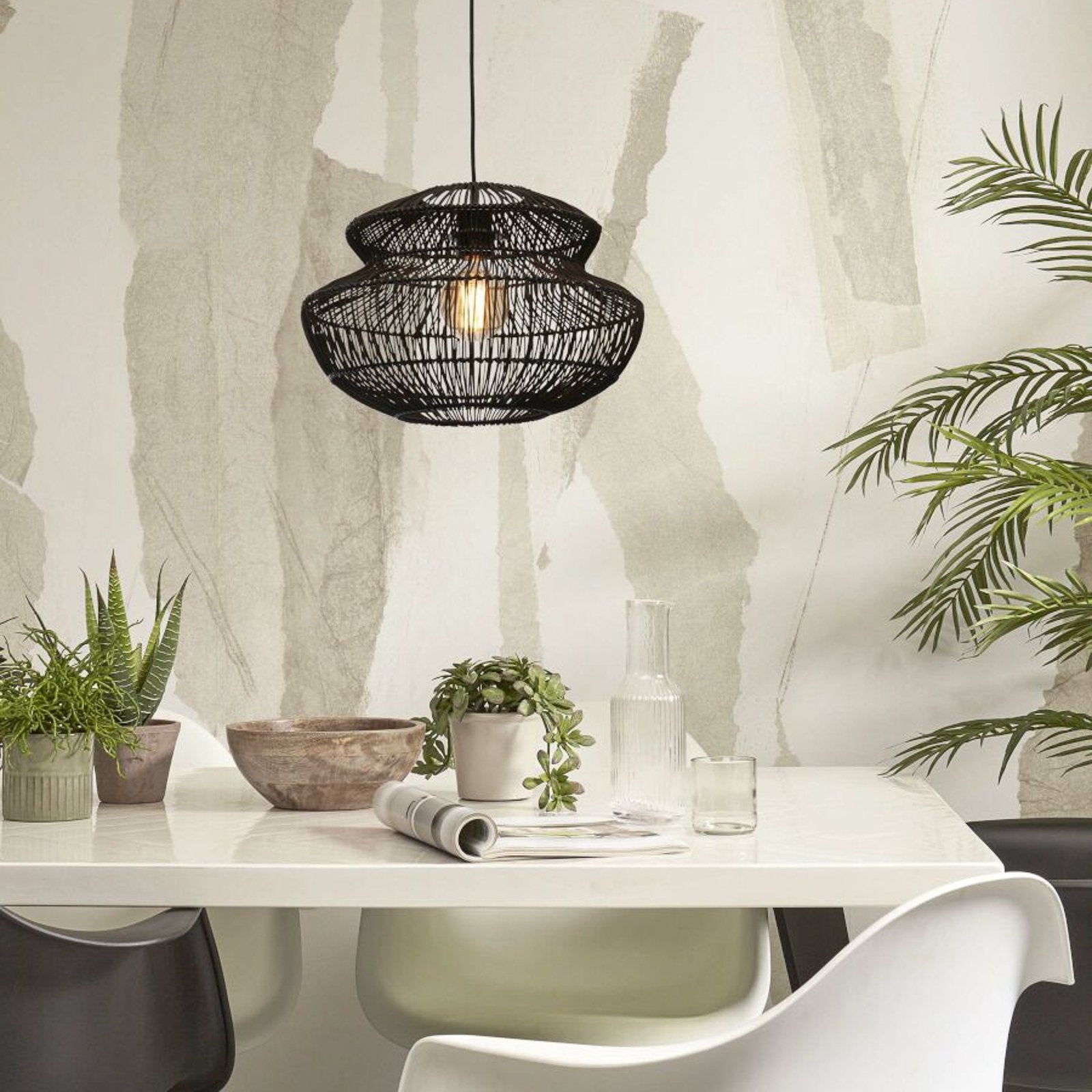 GOOD & MOJO Zanzibar Hängeleuchte Pendelleuchte Lampe schwarz 40x30cm - 8716248093989