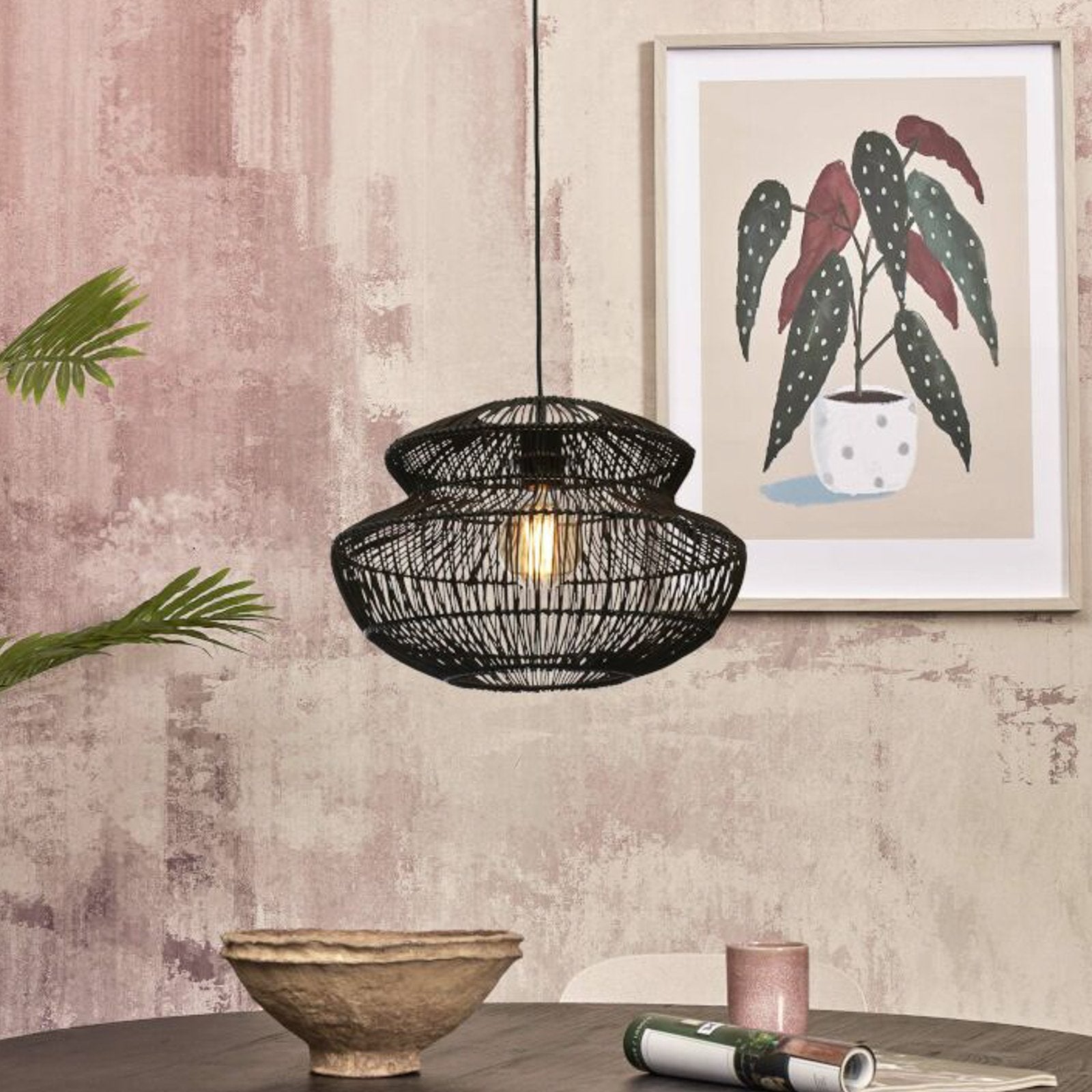 GOOD & MOJO Zanzibar Hängeleuchte Pendelleuchte Lampe schwarz 40x30cm - 8716248093989