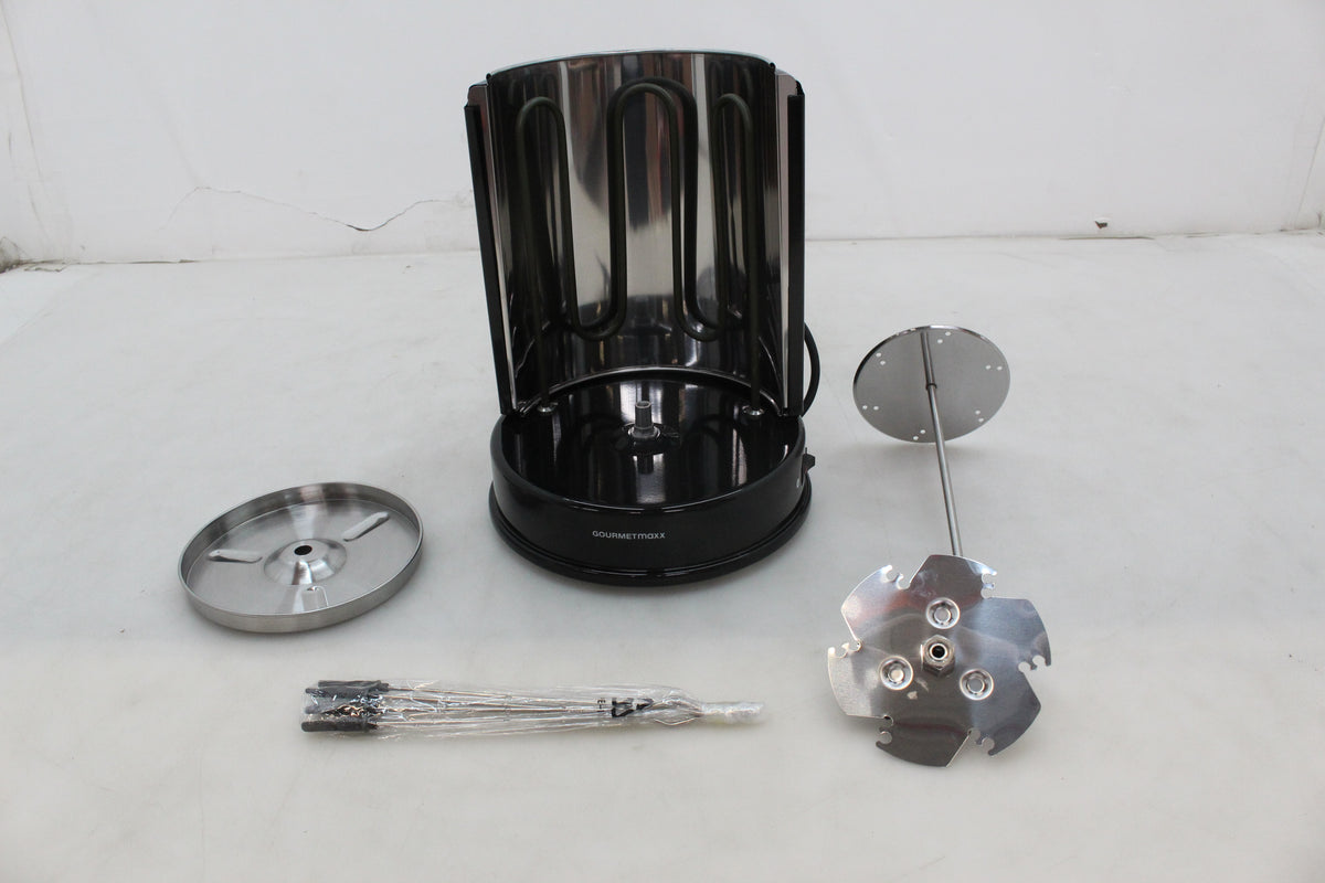 GourmetMaxx 05914 Stand Dönergrill 1400 W mit Grillspieß Schwarz Edelstahl - 4016471059146