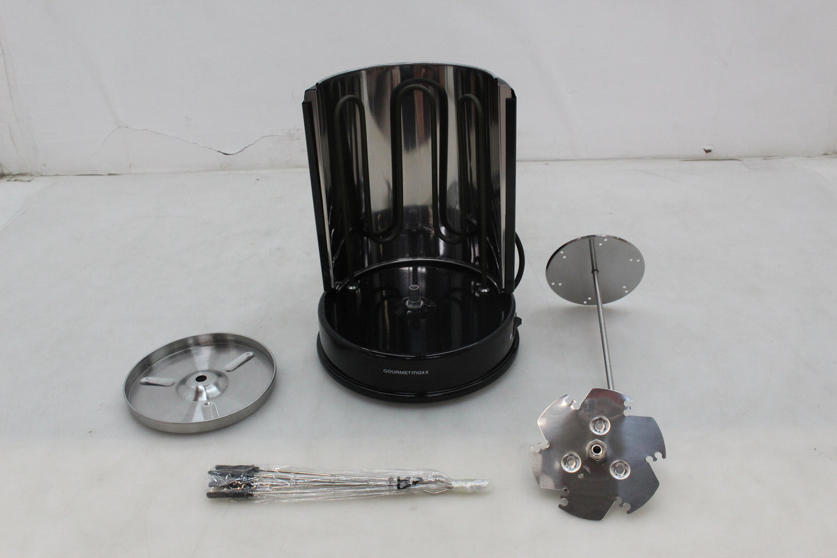 GourmetMaxx 05914 Stand Dönergrill 1400 W mit Grillspieß Schwarz Edelstahl - 4016471059146