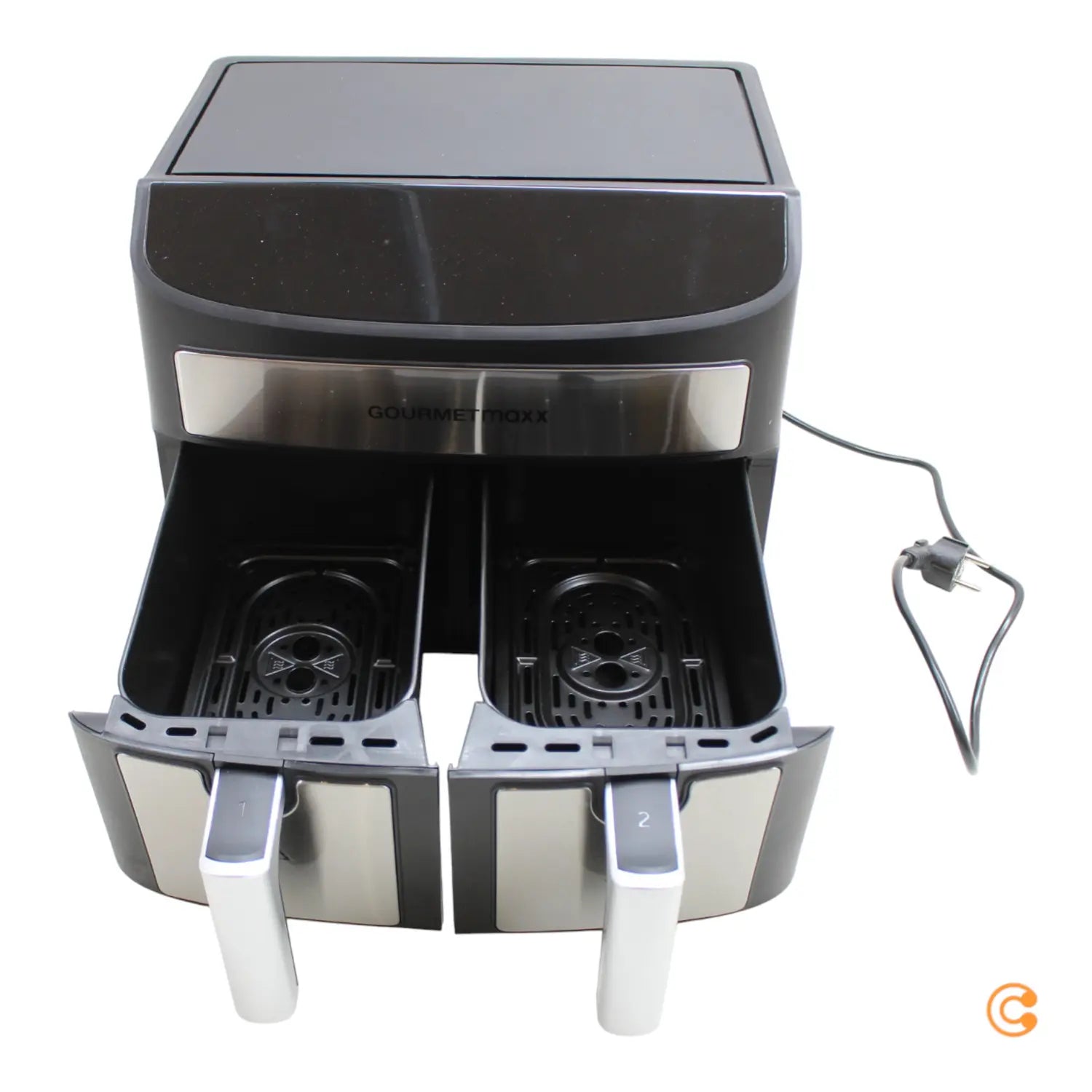 B-Ware Gourme Tmaxx Heißluftfritteuse Fritteuse Airfryer Doppelkammer Schwarz 2x35 L - 4067522005742