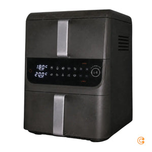 B-Ware Gourme Tmaxx Heißluftfritteuse Fritteuse Airfryer Doppelkammer Anthrazit 10 Liter