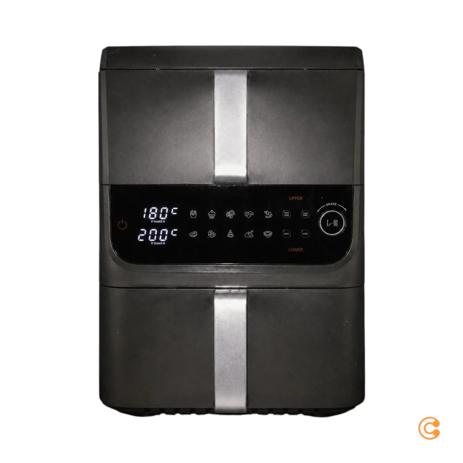 B-Ware Gourme Tmaxx Heißluftfritteuse Fritteuse Airfryer Doppelkammer Anthrazit 10 Liter - 4067522083290