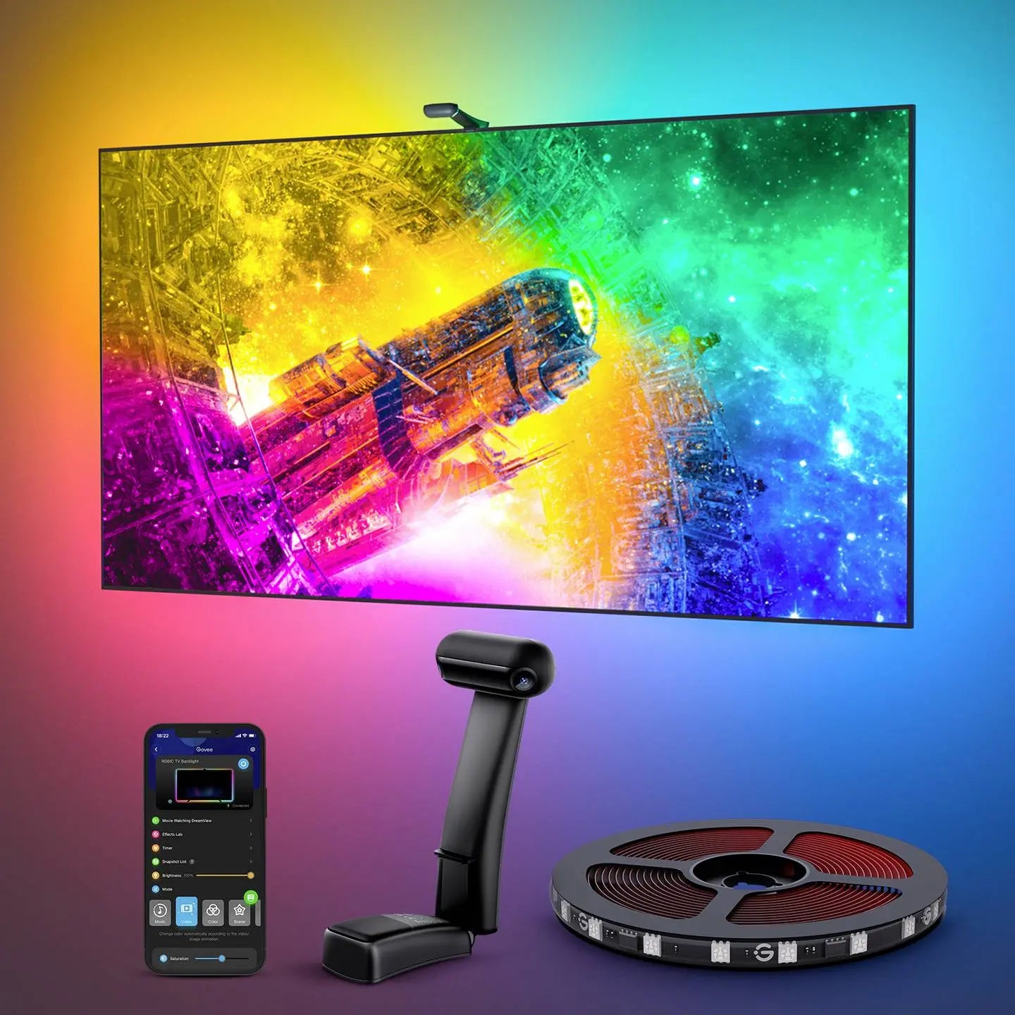 B-Ware Govee Tv Beleuchtung Hintergrundbeleuchtung Envisual Tv Backlight T2 Dual Kamera