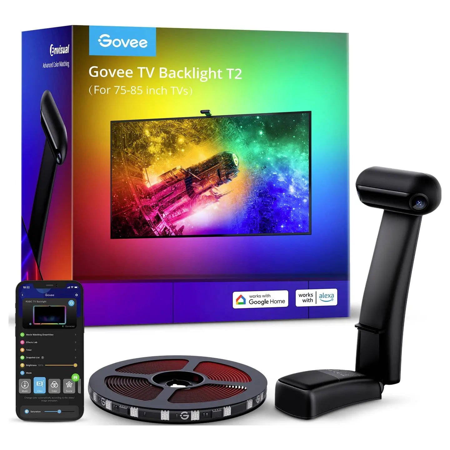 B-Ware Govee Tv Beleuchtung Hintergrundbeleuchtung Envisual Tv Backlight T2 Dual Kamera