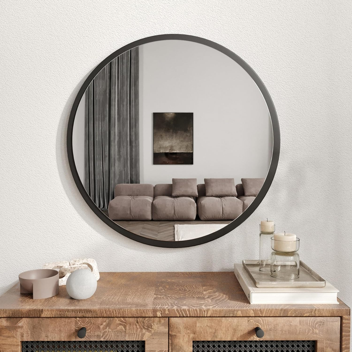 ‎Gozos Spiegel Obejo Wandspiegel Dekospiegel ⌀60cm Industrial Schwarz B-Ware
