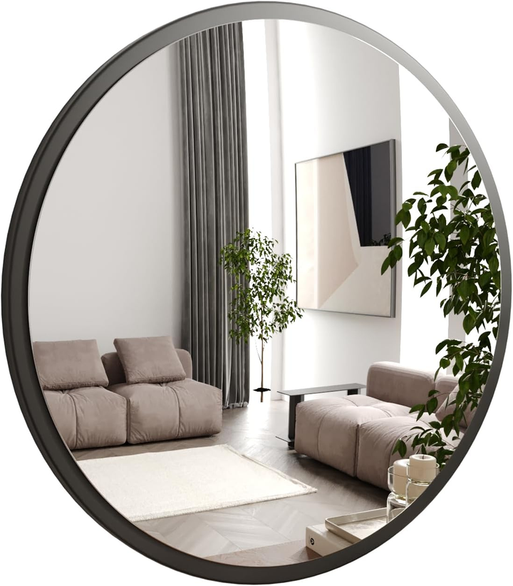 ‎Gozos Spiegel Obejo Wandspiegel Dekospiegel ⌀60cm Industrial Schwarz B-Ware