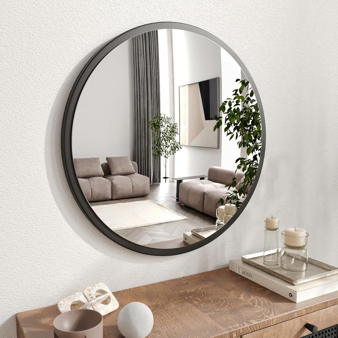 ‎Gozos Spiegel Obejo Wandspiegel Dekospiegel ⌀60cm Industrial Schwarz B-Ware