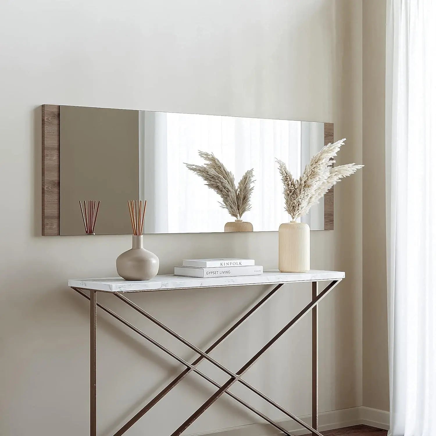 B-Ware Gozos Spiegel Wandspiegel Rechteckspiegel Industrie Walnuss 40 X 120 Cm Braun445 - 7158348278216