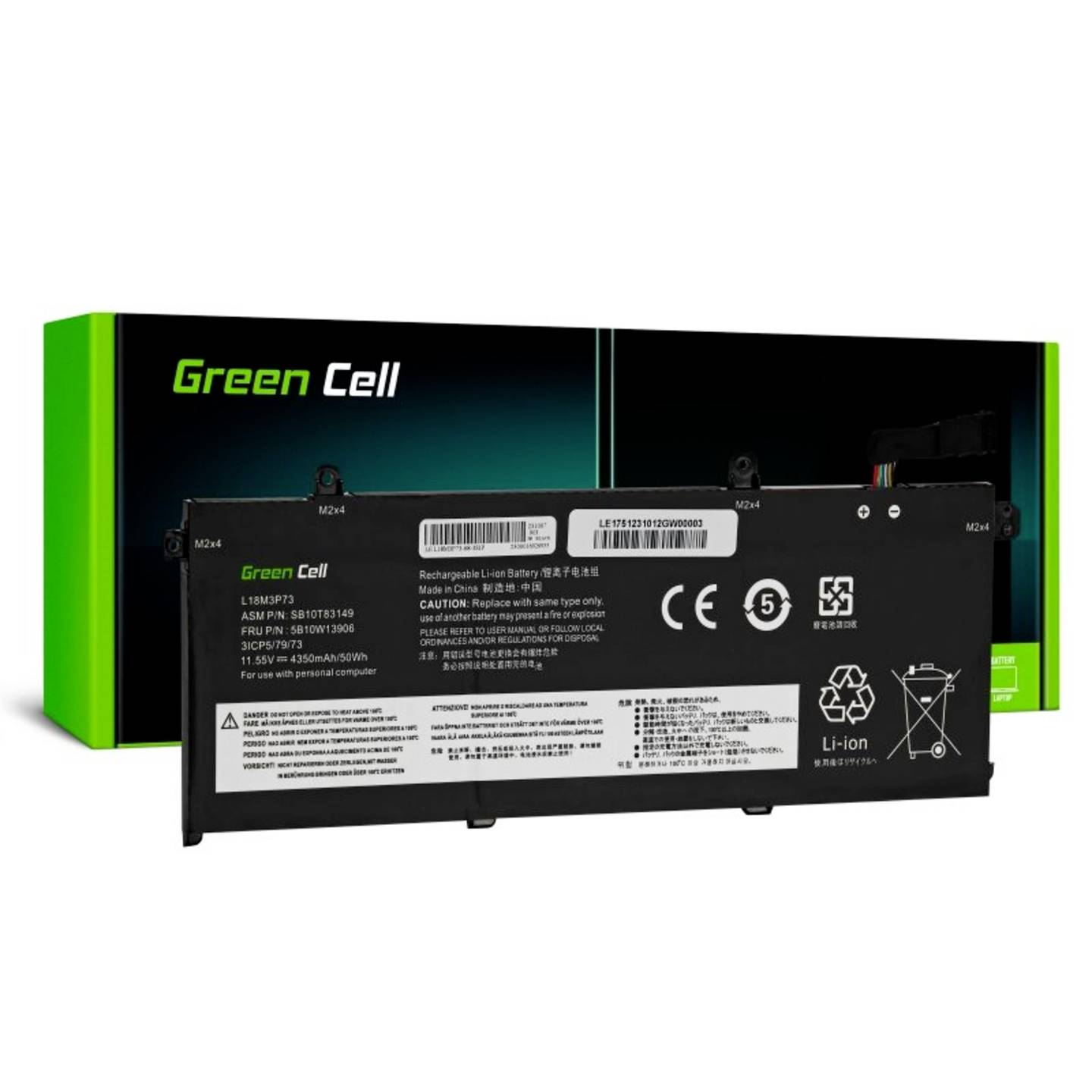 Green Cell Akku für Lenovo ThinkPad T490 T495 P43s P14s T14 4350mAh 11.55V - 5902719424793