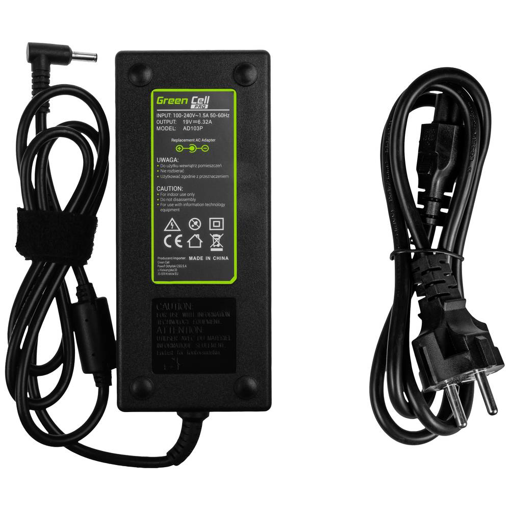 B-Ware Green Cell Gc Ad103 P Notebook Netzteil 120 W 19 V 6.32 A Netzteil Laptop Zube245