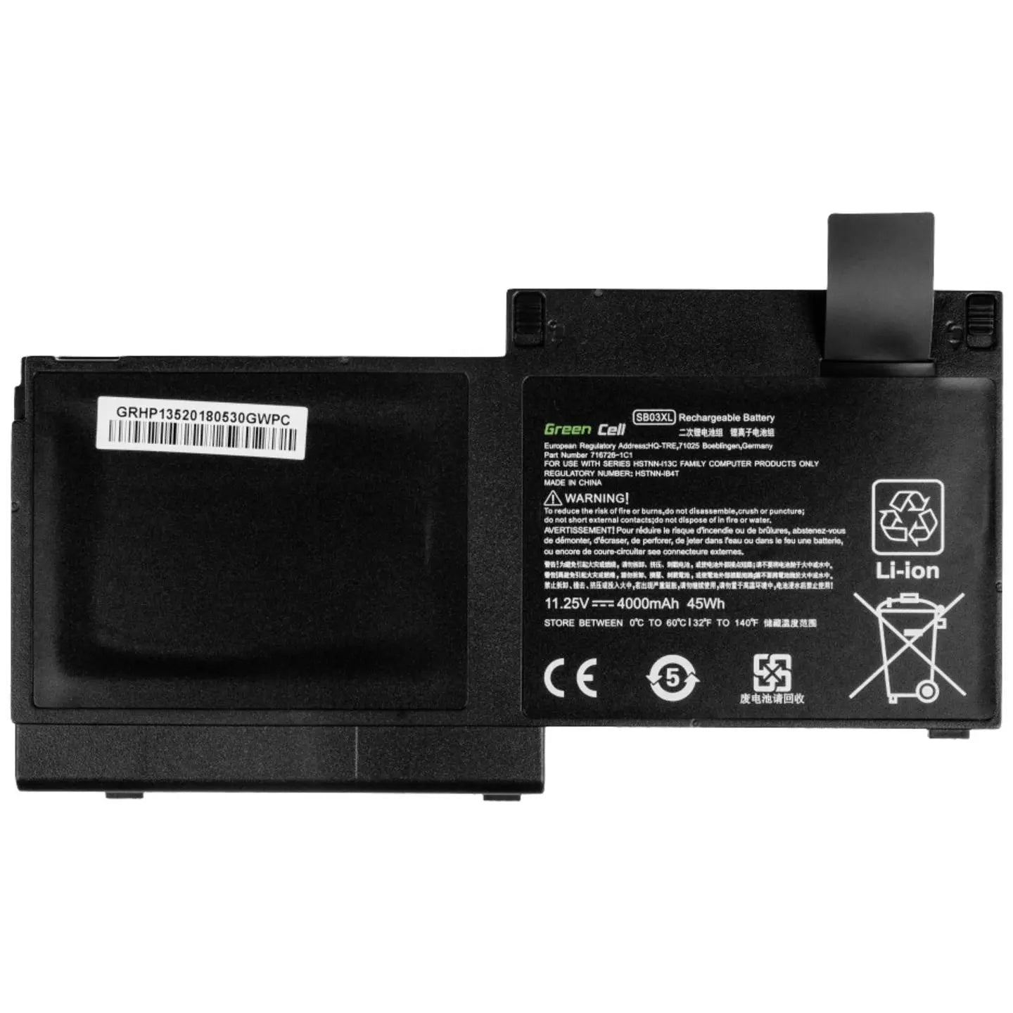 B-Ware Green Cell Notebook Akku Ersatzbatterie Sb03 Xl Hp Elite Book 720 G1 4000 M Ah - 5903317223542