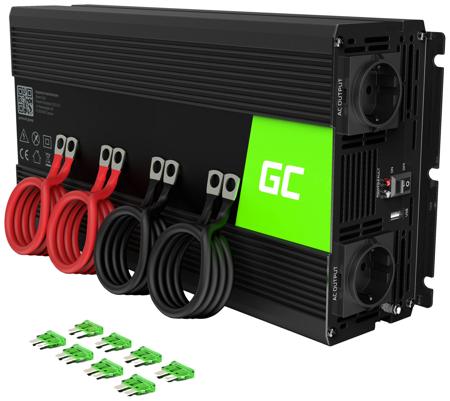 B-Ware Green Cell Wechselrichter Inv15 3000 W 12 V   230 V Spannungswandler Inverter - 5903317224945