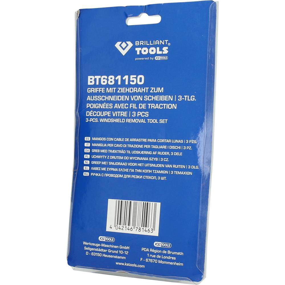 Brilliant Tools Griffe Ziehdraht Scheibenausschneider Autoglas 3-teilig 4 SETS - 4042146781463